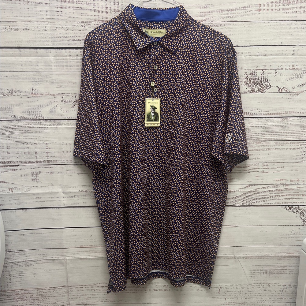 Donald Ross Micro Floral Print Golf Polo Shirt